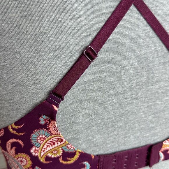 Victoria’s Secret Uplift Semi Demi Multiway Underwire Bra Maroon Paisley 34B - Picture 7 of 11